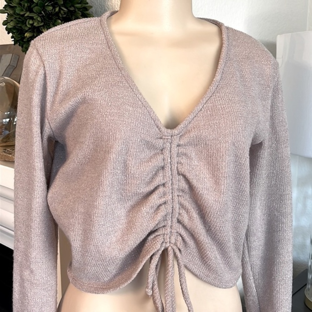 Wild Moss Tan Crop Light Weight Sweater Top